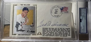 1991 GATEWAY TED WILLIAMS FDC AUTO PSA SLABBED 50TH ANNIVERSARY .406 SEASON HOF - Picture 1 of 4
