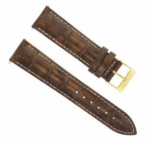 18MM LEATHER WATCH STRAP BAND FOR TUDOR WATCH LIGHT BROWN WHITE STIT GOLD BUCKLE - Picture 1 of 5