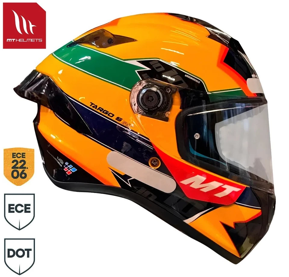 MT Targo S Brazilian Diogo Moreira Moto 2 Ayrton Senna Tribute Motorcycle Helmet - Image 1 of 4