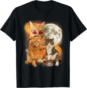 Cats Smoking Cigarette Funny Cat Meme Cat Lover Gangster Unisex T-Shirt - Picture 1 of 11