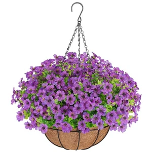 Artificial Flowers Hanging Plants in Basket,Artificial Hanging Flowers for Ou... - Picture 1 of 7