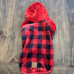 Cyeollo Dog Sweater Coat Clothes Plush Buffalo Plaid 18" Back Length Hoodie EUC - Picture 1 of 9