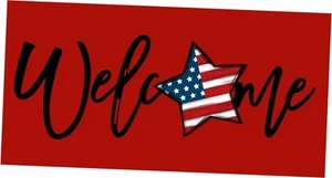 Independence Day Patriotic Star "Welcome" Doormat 29x17 Inch Polyester Indoor - Picture 1 of 2
