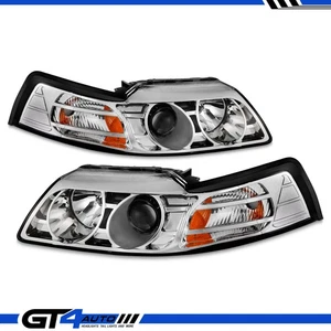 FORD MUSTANG 99-04 PROJECTOR HEADLIGHTS CHROME CLEAR AMBER --Alias 6389195589... - Picture 1 of 4