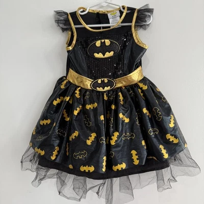 Batman Batgirl Halloween Costume  Dress Up Girls Sz 3T 4T DC Comics Sequin Tulle - Image 1 of 4