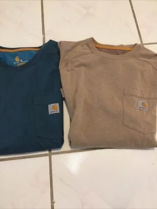 Carhartt Lot T Shirt Relaxed Fit Pocket Tee Blue Green Beige Medium Lot 2 - Picture 1 of 9