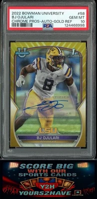 BJ OJULARI /50 Gold Refractor Auto 2022 Bowman University Chrome ROOKIE PSA 10 - Image 1 of 2