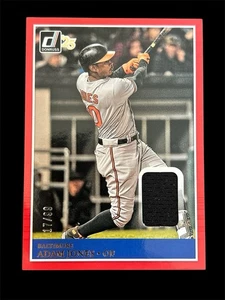 2025 DONRUSS BASEBALL ADAM JONES JERSEY RED PARALLEL CARD No.MAT-AJ #11/99 - Picture 1 of 2