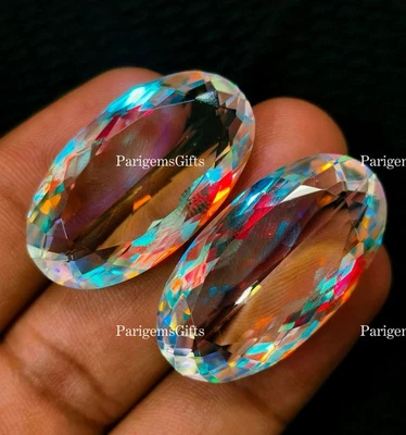 35 TO 35 CT 2 PC Synthetic lab-Created Mystic Opal Oval Shape Loose Gemstone - Image 1 of 4
