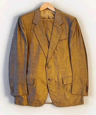 Traje de vestir de seda Brioni de 2 piezas para hombre de un solo pecho dorado marrón 42R Reino Unido Foto 1 de 4