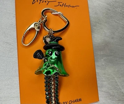 Betsey Johnson Bruja Fantasma Con Flecos de Cristal Bolso Dije Llavero Nuevo en Caja Foto 1 de 4