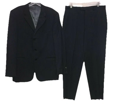 MURANO ДЛЯ DILLARDS 2 ИЗДЕЛИЯ КОСТЮМ СИНИЙ В ПОЛОСКУ РАЗМЕР 43R КУРТКА БРЮКИ 35 ТАЛИИ - Изображение 1 из 4