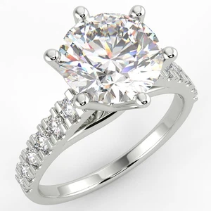 2.28 Ct Round Cut VS2/D Solitaire Pave Diamond Engagement Ring 14K White Gold - Picture 1 of 6