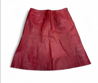 Falda midi de cuero Spiegel talla 14 forrada color ladrillo usada en excelente estado Foto 1 de 4