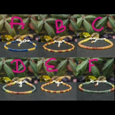 Bracciale perle pietre preziose multi zaffiri gioielli in argento sterling... - Immagine 1 di 4