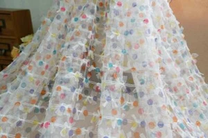 Abito bambina in pizzo arcobaleno 3D con fiocco ricamato maglia tessuto tulle fai da te da giardino - Foto 1 di 6