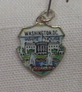 Vintage REU Sterling/Emaille The White House Washington D.C. Armband Charm - Bild 1 von 2