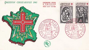 Frankreich 1961 FDC Kreuz Rot yt 1323 Und 1324 - Bild 1 von 1