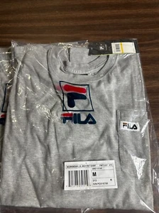 Fila Mens Shirt Gray Size Medium Chest-Pocket Logo Crewneck Graphic Tee - Picture 1 of 1