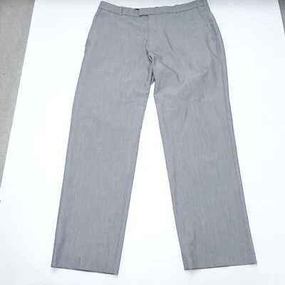 Pantalones de vestir Van Heusen para hombre 34 X 30 gris cremallera mosca pierna recta clásicos de negocios Foto 1 de 4