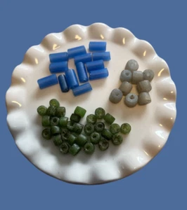 Antique Venetian Glass Trade Beads Mixed Lot 50+ Loose Beads Blue, Green, Gray - Picture 1 of 4