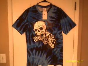 NEW NIKE SPORTSWEAR "Tie Dye Frenzy Skull Tee" MEN'S BLUE BLACK T-SHIRT MEDIUM - Picture 1 of 7