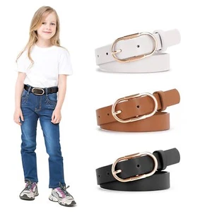 2-Pack Kids' Faux Leather Waist Belt Gold Pin Buckle for Boys Girls - Picture 1 of 6