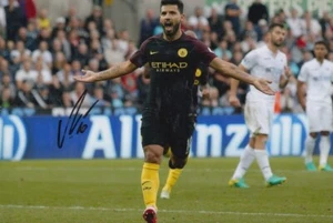 Sergio Aguero Hand Signed 12x8 Photo - Man City - Football Autograph. - Picture 1 of 1