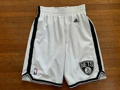Men's Small S Brooklyn Nets Adidas Swingman White Game Shorts - Image 1 of 4