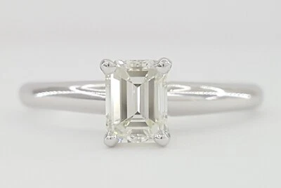 Emerald Cut Diamond Solitaire Engagement Ring 0.5 ct 14k W Gold Rtl $2,750 - Image 1 of 4