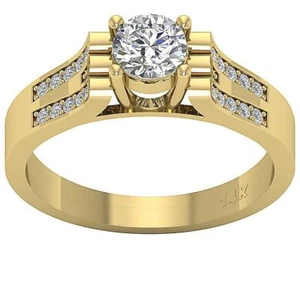 Solitaire Anniversary Ring SI1 G 0.75 CT Natural Diamond 14K Yellow Gold 5.00MM - Picture 1 of 6