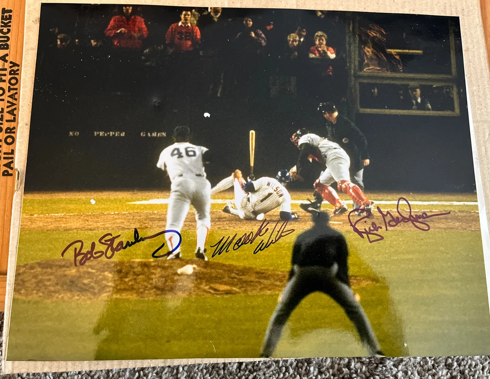 МУКИ УИЛСОН Боб Стэнли богатый немецкий 1986 подписанный 8 x 10 фото мировой серии сертификат подлинности - Изображение 1 из 4