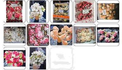 Mini Paper-silk ROSE BUDS / LEAVES Bouquet DIY Crafts -12 bunches