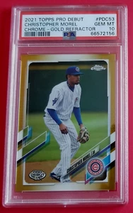 2021 Topps Chrome Pro Debut #PDC53 Christopher Morel Gold Ref /50 RC PSA Gem 10 - Picture 1 of 2