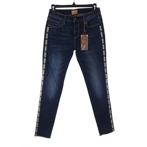 Driftwood Marilyn Damen Gr. 26 Azteken Stickerei Indigo klassischer Schnitt Skinny Jeans - Bild 1 von 12