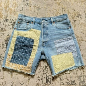Mens Levis Premium 501 150th Anniversary 93' Sashiko Patchwork 7" Shorts Size 30 - Picture 1 of 14