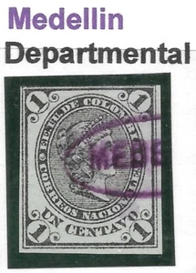 COLOMBIA. 1881. 1c Black on Green. SG: 102. Fine Used "Medellin" Oval Cancel - Picture 1 of 1