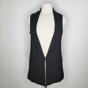 EXPRESS DESIGN STUDIO Black Tuxedo Vest Size 6 Y2K Indie Office 00s Sleeveless - Picture 1 of 11