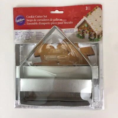 Wilton 3 Pc Christmas Ginger Bread House Cookie Cutter Set New - Image 1 of 4