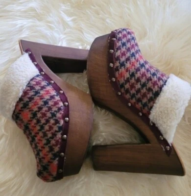 ANTHROPOLOGIE TERRESTRIAL CLOGS MISS ALBRIGHT WOOL SHOES SIZE EU 38 US 7.5 NEW - Image 1 of 4