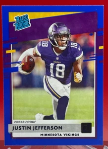 2020 Panini Donruss Rated Rookie Press Proof Blue Justin Jefferson Rookie RC - Picture 1 of 1