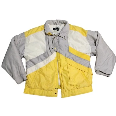 Jaqueta de esqui vintage masculina ROFFE Wildcat zíper completo inverno amarelo neve cinza tamanho GG - Imagem 1 de 4