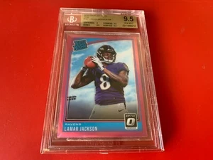 Tarjeta de novato Lamar Jackson 2018 Donruss óptica rosa bgs 9,5 gema como nueva - Imagen 1 de 7