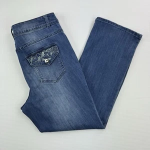 Secrets by David Vered Jeans Size 10 Blue Mid Rise Embellished Pockets - Picture 1 of 12
