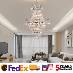 17'' Modern Crystal Chandelier Gold Large Luxury Pendant Light Ceiling Fixture - Picture 1 of 9