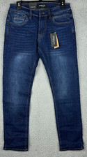 Kenneth Cole Jeans Man 29 x 30 Blue Denim Slim Stretch Soft Tapers From Knee