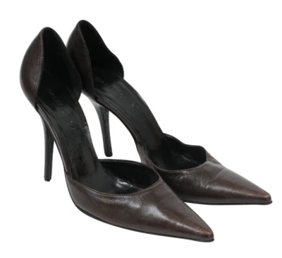 Balenciaga Women Kitten Heels US8.5 EU38.5 Brown Leather 80MM Pointed Toe Pumps - Image 1 of 4
