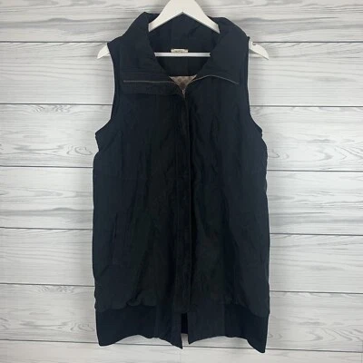 Chaleco grande Mystree para mujer bolsillos con cremallera completa sin mangas forro estampado negro Foto 1 de 4