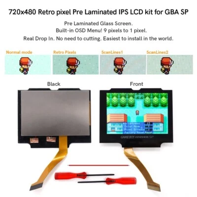 V5 Retro Pixel 720x480 Laminated GBA SP Backlight LCD For Game Boy Advance SP - Image 1 of 4