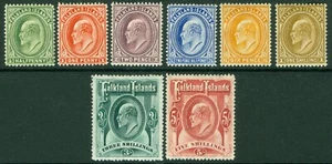 SG 43-50 Falklandinseln 1904-12. 1/2d bis 5/-. Ein feines frisch montiertes/leicht montiertes... - Bild 1 von 1